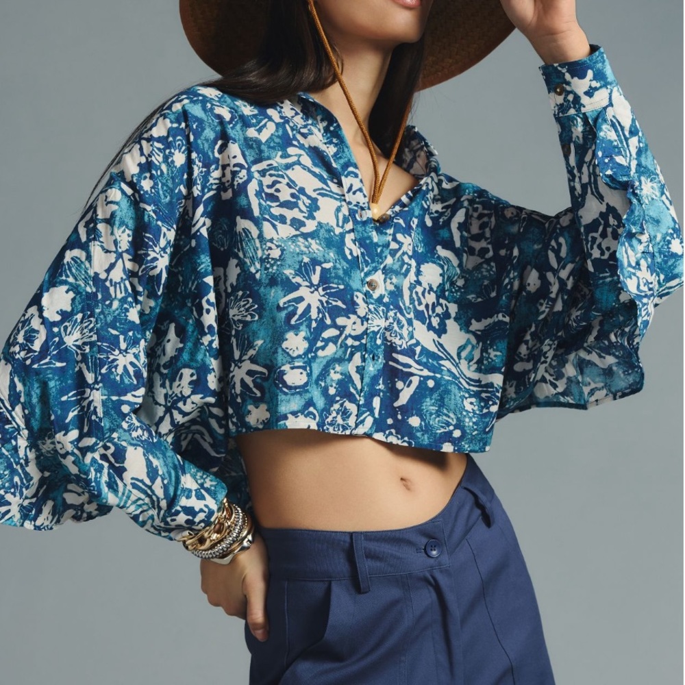 Anthropologie Pilcro Batwing Floral Blouse Size L
